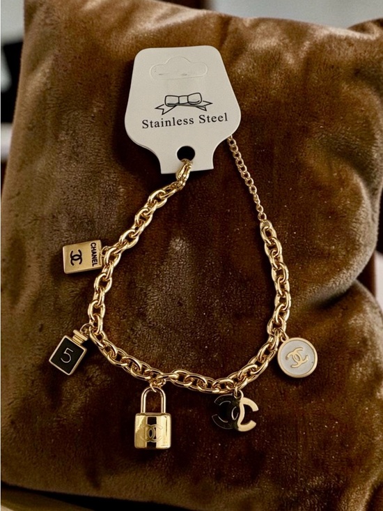 Fashion Jewelry Jewelry - Stainless steel Gold Tone Charm Bracelet